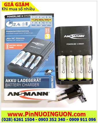 Ansman Powerline 4Smart _Bộ sạc kèm sẳn 4 pin Sạc Camelion NH-AA2500ARBP2 (AA2500mAh 1.2v)